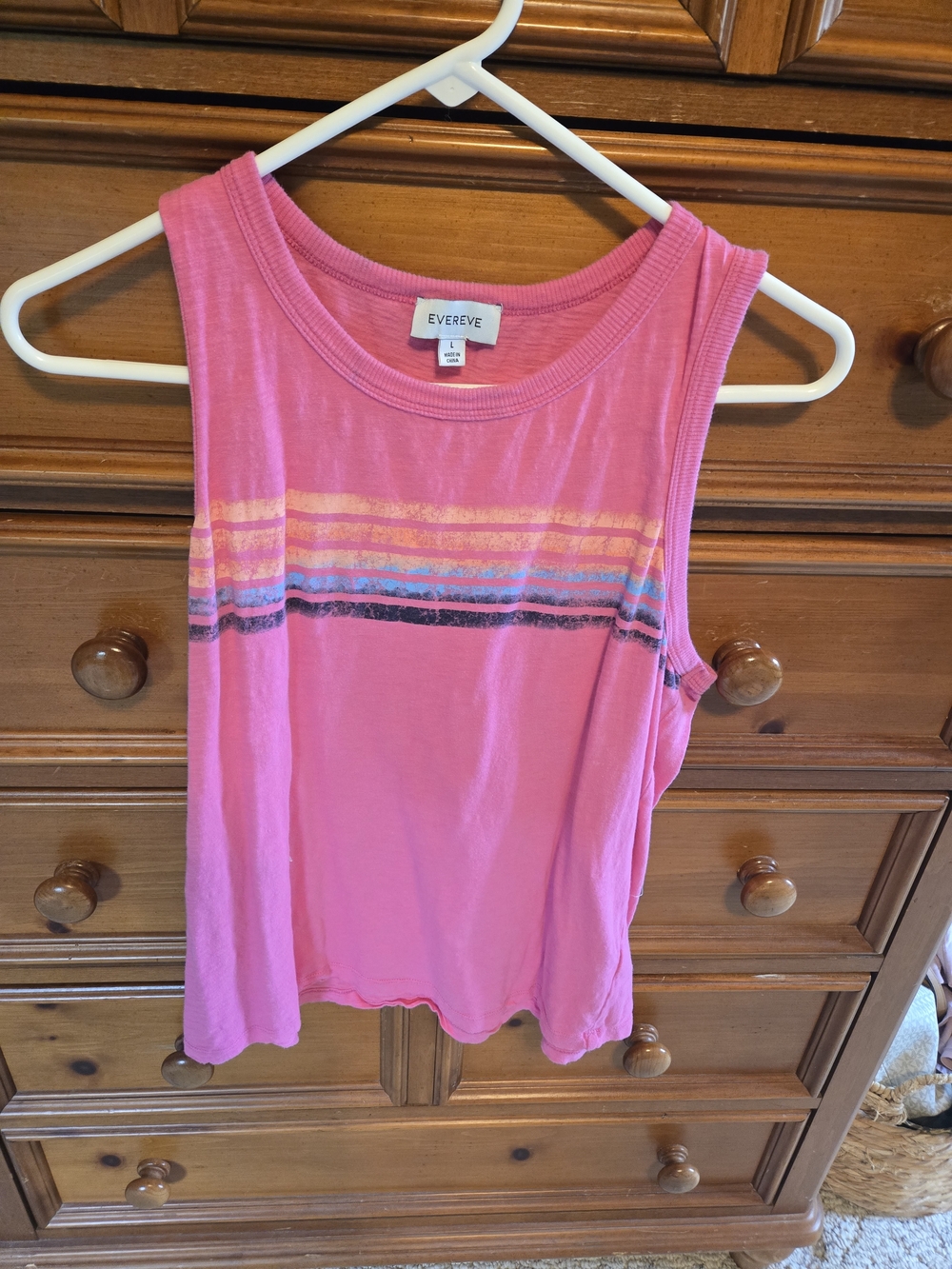 Evereve Hot Pink Striped Muscle Tank
